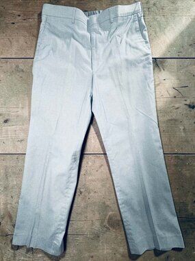 Vintage 70s Haggar Magic Stretch Slacks Mens 36x29 Light Blue Gray Dress Pants